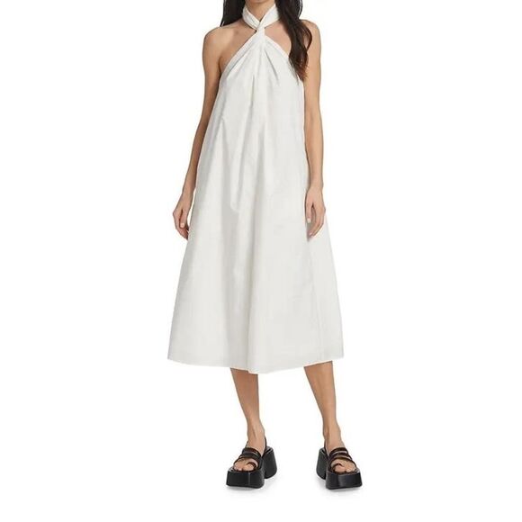 ANINE BING NWOT Cosette Cotton Halter Dress Size M White Midi - Picture 4 of 10